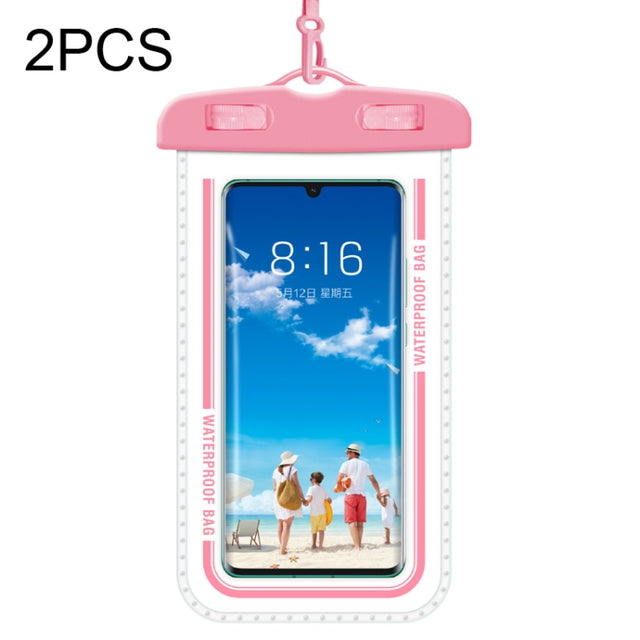 2 PCS Transparent Water-resistant Cell Phone Case Swimming Cell Phone Bag Macaron Red