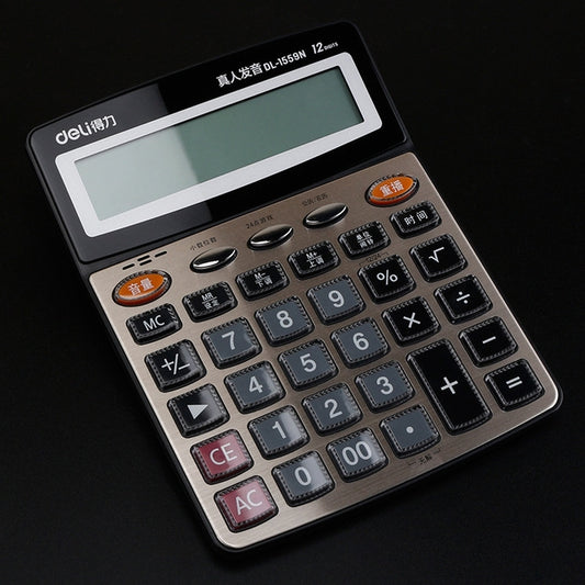 Deli 1559N Live Voice Calculator Multifunctional Office Finance 12-bit Calculator - free shipping - PMC Jewellery - Order now!