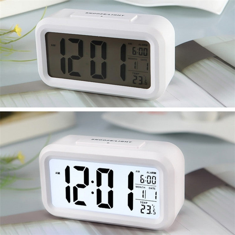 Temperature Type Lazy Snooze Alarm Mute Backlit Electronic Clock(White) - Alarm Clocks by PMC TechLife | Online Shopping South Africa | PMC TechLife | Buy Now Pay Later Mobicred