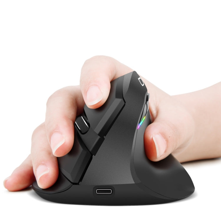 DELUX M618Mini Colorful Wireless Luminous Vertical Mouse Bluetooth Rechargeable Vertical Mouse(Classic black) - Wireless Mice by DELUX | Online Shopping South Africa | PMC TechLife | Buy Now Pay Later Mobicred