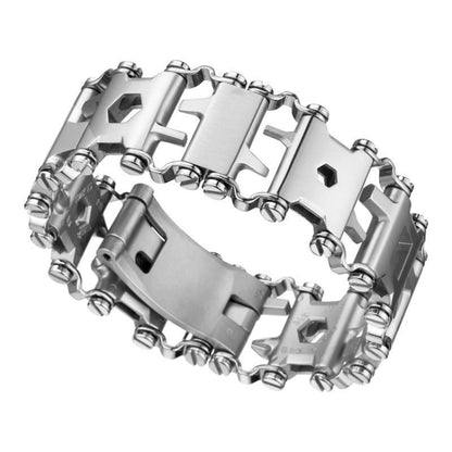 Multifunctional Stainless Steel Outdoor Survive Tool Bracelet for Men(Wide Silver) - Emergency Tools by PMC Jewellery | Online Shopping South Africa | PMC Jewellery | Buy Now Pay Later Mobicred