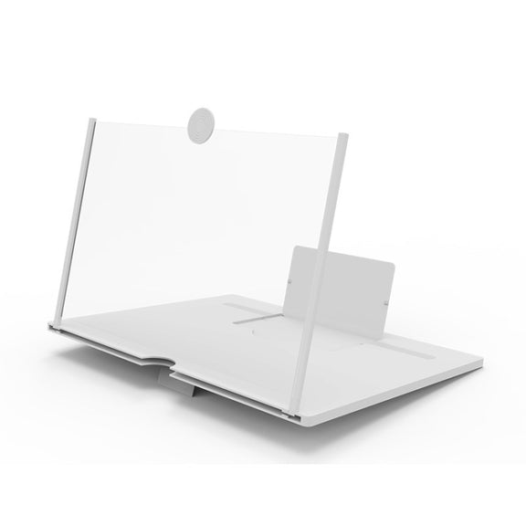 Pull-out Mobile Phone Screen Magnifier 3D Video Desktop Mobile Phone Holder, Size:12 inch(White)