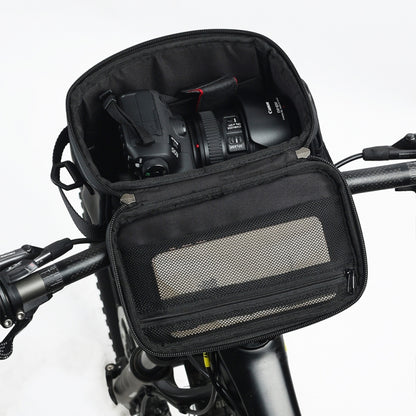 Rhinowalk Bicycle Front Handle Bag Camera Bag Waterproof 7.5 inch Large Touch Screen Navigation Mobile Phone Bag Bicycle Bag(Carbon Fiber Black Green) - free shipping - PMC Jewellery - Order now!