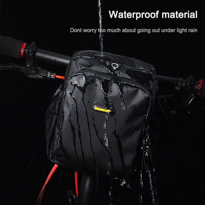 Rhinowalk Bicycle Front Bag Waterproof Handlebar Bag Folding Bike Front Bag Large Capacity Riding Bag(Matt Black) - Bicycle Bags by Rhinowalk | Online Shopping South Africa | PMC Jewellery | Buy Now Pay Later Mobicred