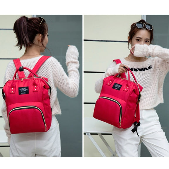 Mummy Bag Large Capacity Multifunctional Backpack Water-resistant Baby Bottle Diaper Bag(Red Beige Blue)