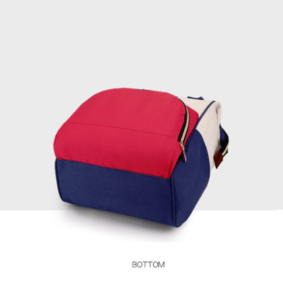 Mummy Bag Large Capacity Multifunctional Backpack Water-resistant Baby Bottle Diaper Bag(Red Beige Blue)