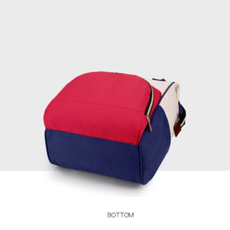 Mummy Bag Large Capacity Multifunctional Backpack Water-resistant Baby Bottle Diaper Bag(Red Beige Blue)