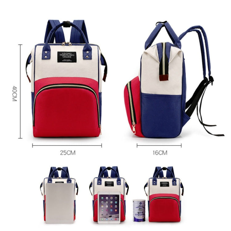 Mummy Bag Large Capacity Multifunctional Backpack Water-resistant Baby Bottle Diaper Bag(Red Beige Blue)