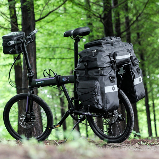 Rhinowalk Three-in-one Multifunctional Bicycle Rear Shelf Pannier Waterproof Long-distance Equipment(Full Black) - free shipping - PMC Jewellery - Order now!