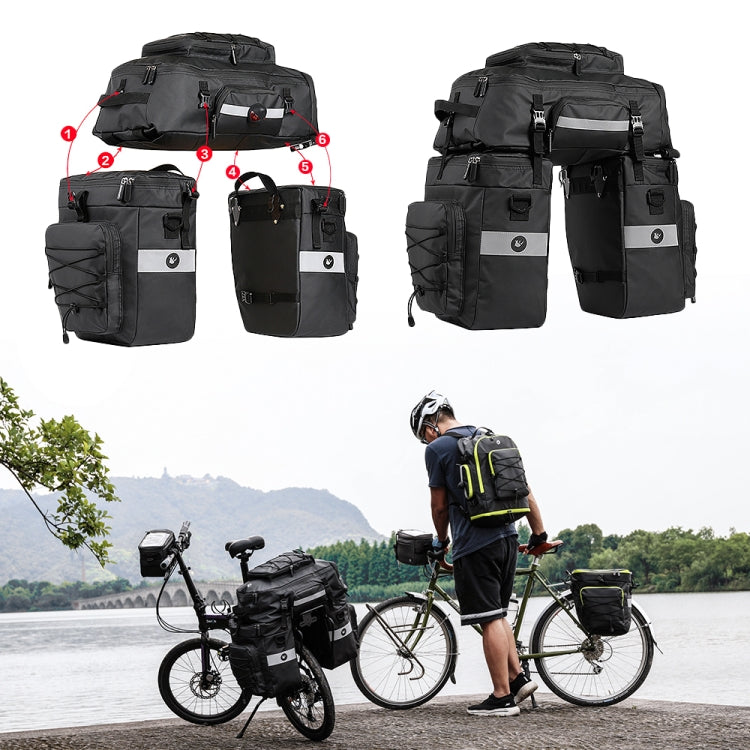 Rhinowalk Three-in-one Multifunctional Bicycle Rear Shelf Pannier Waterproof Long-distance Equipment(Full Black) - free shipping - PMC TechLife - Order now!