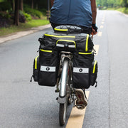 Rhinowalk Three-in-one Multifunctional Bicycle Rear Shelf Pannier Water-resistant Long-distance Equipment(Full Black)