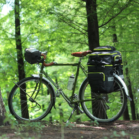 Rhinowalk Three-in-one Multifunctional Bicycle Rear Shelf Pannier Waterproof Long-distance Equipment(Black Green) - free shipping - PMC Jewellery - Order now!