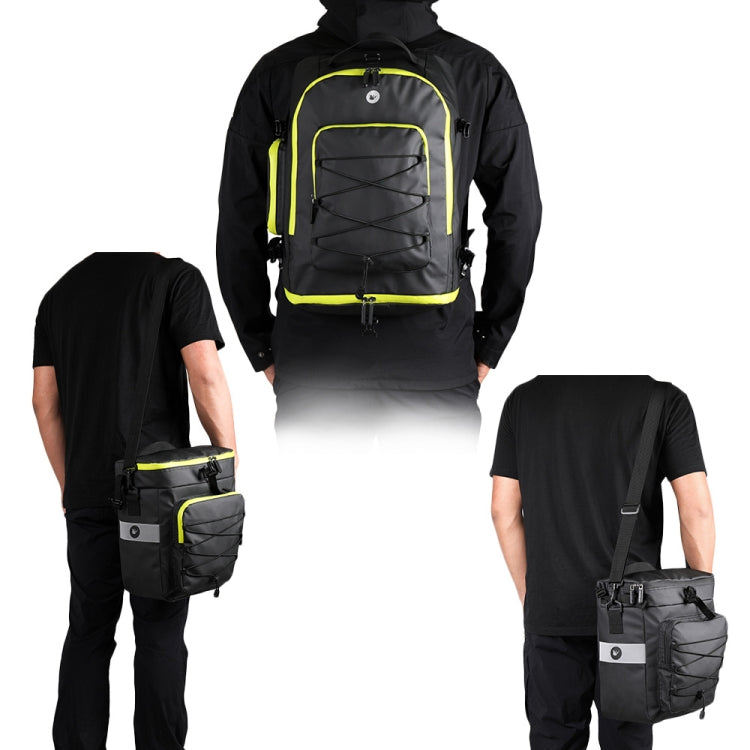 Rhinowalk Three-in-one Multifunctional Bicycle Rear Shelf Pannier Waterproof Long-distance Equipment(Black Green) - free shipping - PMC TechLife - Order now!