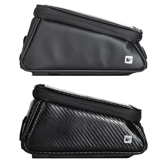 Rhinowalk Bicycle Front Tube Bag Water-resistant Mobile Phone Touch Screen Multi-function Bicycle Handlebar Bag(Matt Black)