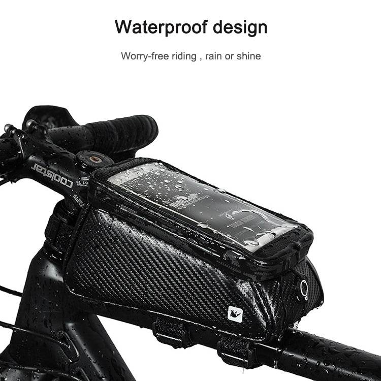 Rhinowalk Bicycle Front Tube Bag Waterproof Mobile Phone Touch Screen Multi-function Bicycle Handlebar Bag(Matt Black) - free shipping - PMC Jewellery - Order now!