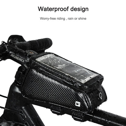 Rhinowalk Bicycle Front Tube Bag Waterproof Mobile Phone Touch Screen Multi-function Bicycle Handlebar Bag(Matt Black) - free shipping - PMC Jewellery - Order now!