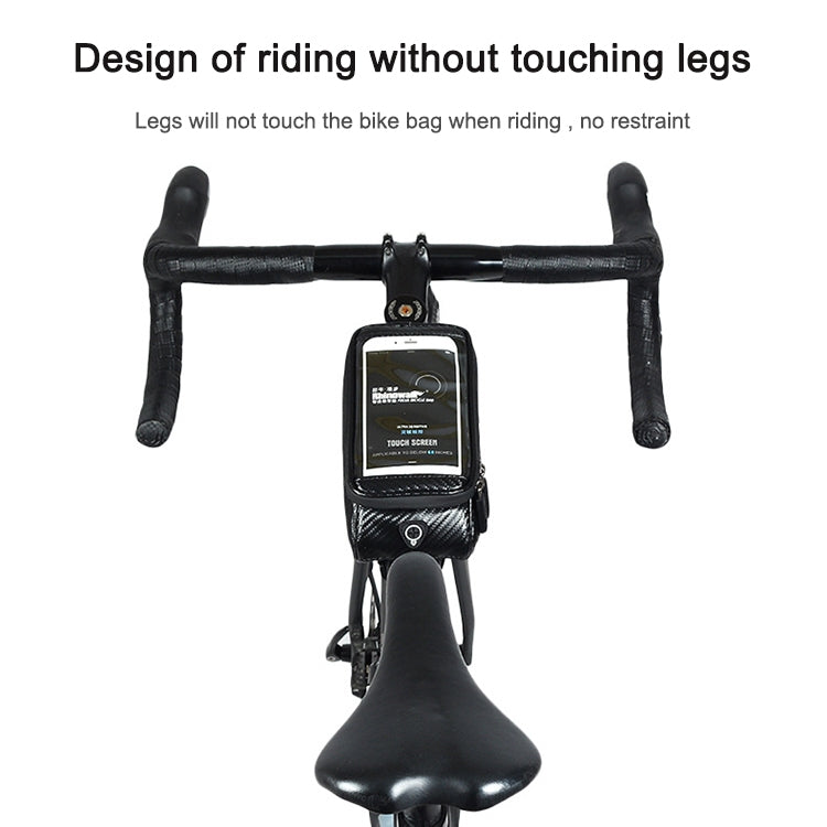 Rhinowalk Bicycle Front Tube Bag Waterproof Mobile Phone Touch Screen Multi-function Bicycle Handlebar Bag(Matt Black) - free shipping - PMC Jewellery - Order now!