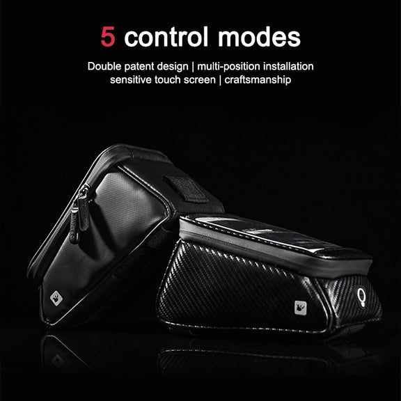 Rhinowalk Bicycle Front Tube Bag Water-resistant Mobile Phone Touch Screen Multi-function Bicycle Handlebar Bag(Matt Black)