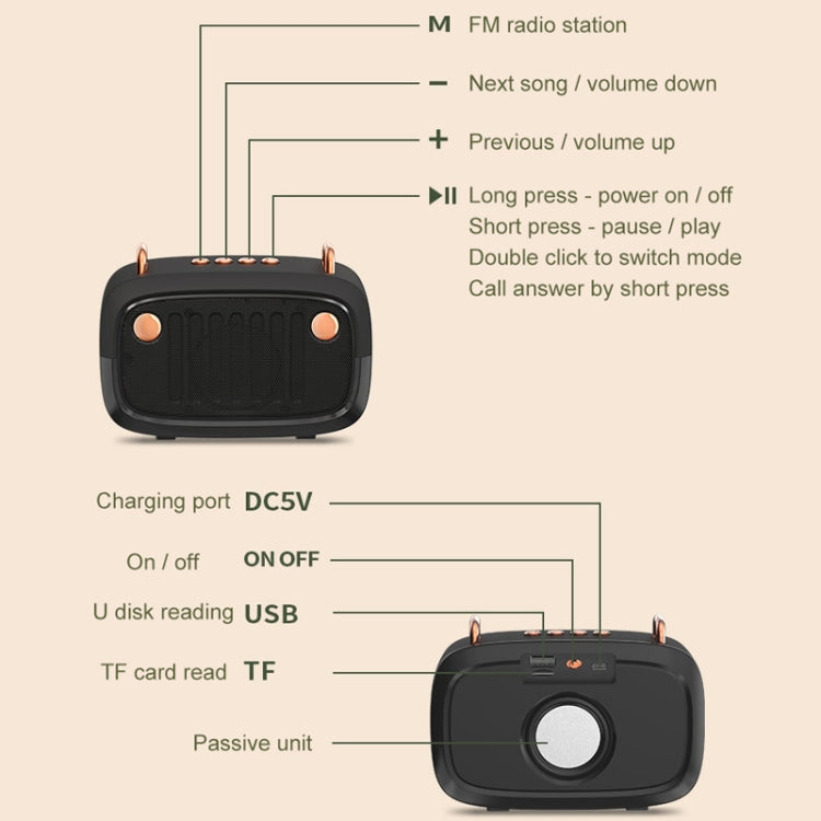 BS32D Wireless Bluetooth Speaker Cartoon Subwoofer Outdoor Card Portable Mini Speaker(Green)