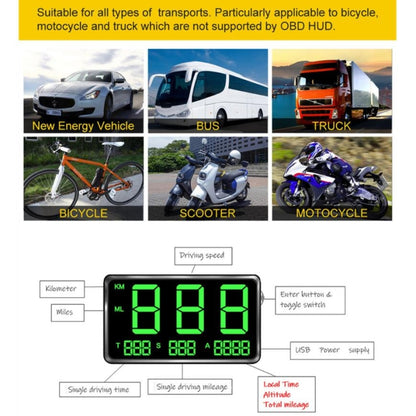 Kingneed C80 4.5inch HUD Car Head-up Display GPS Speed Meter Overspeed Alarm Mileage Altitude Clock(Black) - free shipping - PMC Jewellery - Order now!