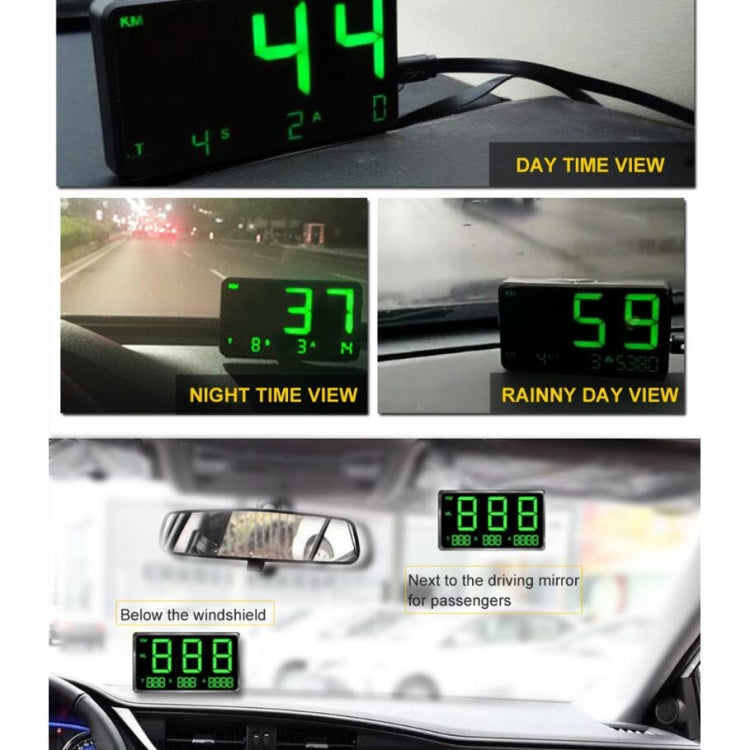 Kingneed C80 4.5inch HUD Car Head-up Display GPS Speed Meter Overspeed Alarm Mileage Altitude Clock(Black) - free shipping - PMC TechLife - Order now!