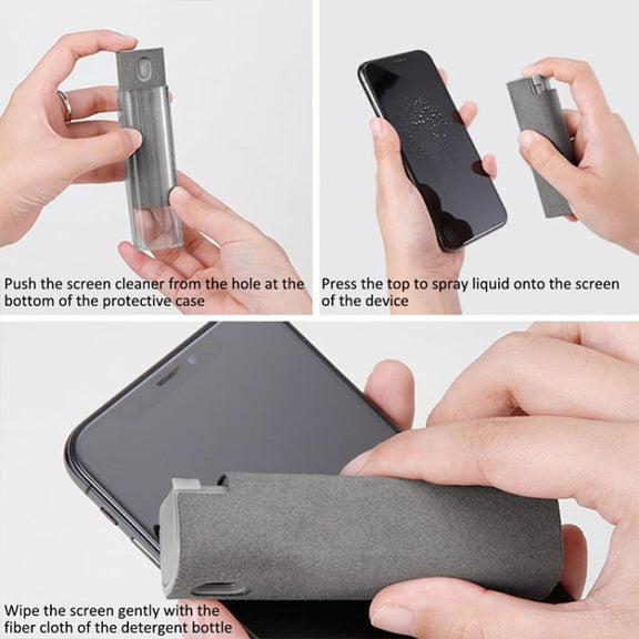 2 PCS Computer Mobile Phone Screen Cleaning Portable Spray Bottle(Space Gray (with Shell and Packaging))