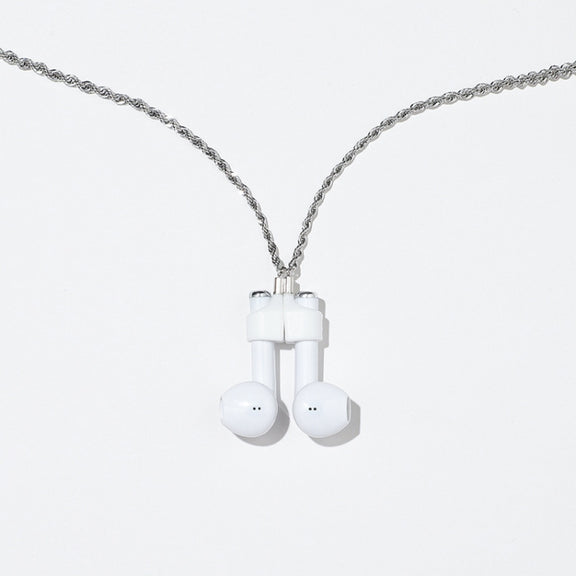 AIRPODS Wireless Headset Anti-lost Chain Strong Magnetic Sleeve Titanium Steel Stainless Steel Color Retention Anti-lost Necklace(Steel Color)
