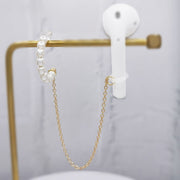 3 PCS Universal Bluetooth Headset Anti-lost C Type Pearl 925 Silver Needle Earring Ear Chain
