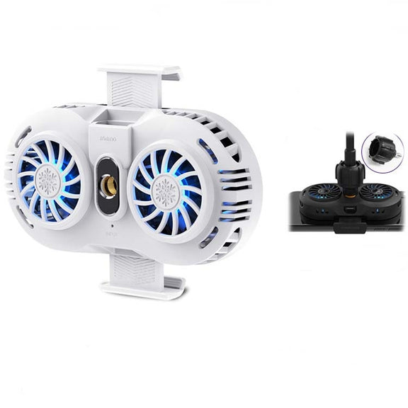 AH-102 Type-C / USB-C + USB Interface Dual Cooling And Fast Cooling Mobile Phone Radiator for 4-6.5 inch Mobile Phones, Power Cable Length: 1.5m( White)