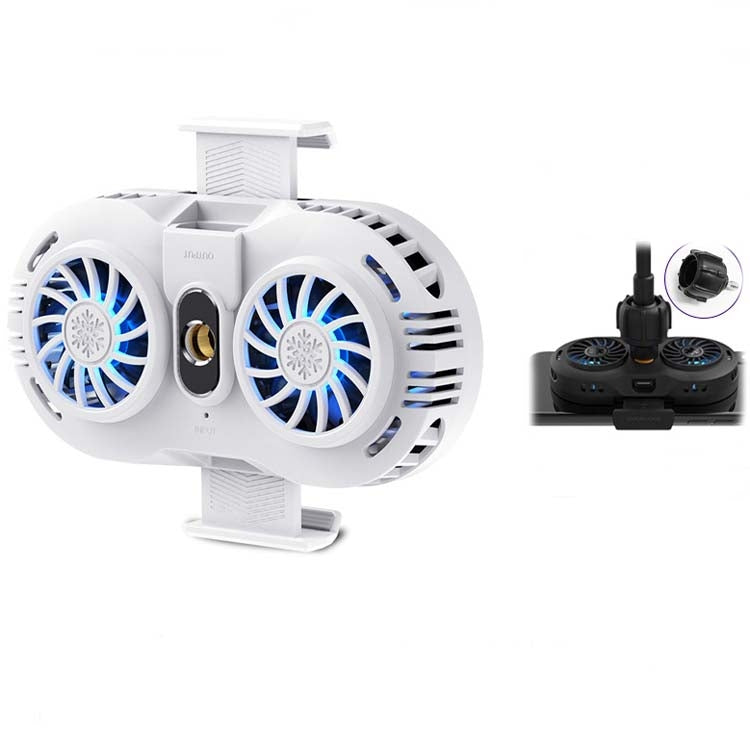 AH-102 Type-C / USB-C + USB Interface Dual Cooling And Fast Cooling Mobile Phone Radiator for 4-6.5 inch Mobile Phones, Power Cable Length: 1.5m( White)