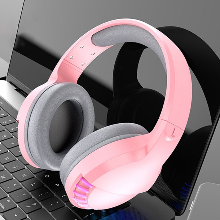 SH33 Bluetooth Wired Dual-mode RGB Headset Mobile Phone Heavy Bass Noise Reduction Gaming Headset( Pink) - Multimedia Headset by PMC TechLife | Online Shopping South Africa | PMC TechLife