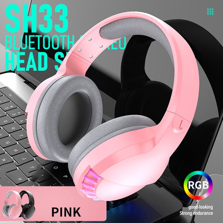 SH33 Bluetooth Wired Dual-mode RGB Headset Mobile Phone Heavy Bass Noise Reduction Gaming Headset( Pink) - Multimedia Headset by PMC TechLife | Online Shopping South Africa | PMC TechLife