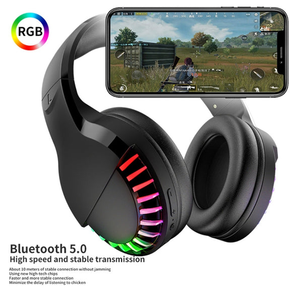 SH33 Bluetooth Wired Dual-mode RGB Headset Mobile Phone Heavy Bass Noise Reduction Gaming Headset( Pink)