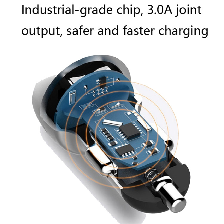 2 PCS Aluminum Ring Display Car Charger  QC3.0+2.4A Aluminum Alloy Multi-function Halo Digital Display Car Charger(Gold)