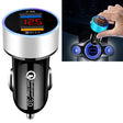2 PCS Aluminum Ring Display Car Charger  QC3.0+2.4A Aluminum Alloy Multi-function Halo Digital Display Car Charger(Snow Silver) - Car Charger by PMC TechLife | Online Shopping South Africa | PMC TechLife