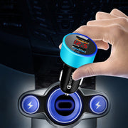 2 PCS Aluminum Ring Display Car Charger  QC3.0+2.4A Aluminum Alloy Multi-function Halo Digital Display Car Charger(Sapphire Blue)