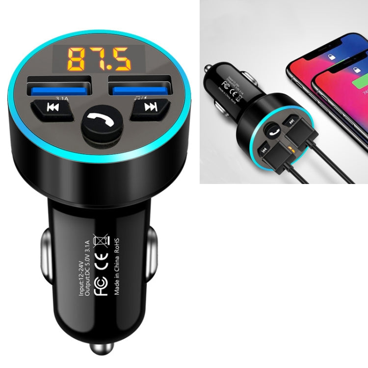 Halo Car MP3 Bluetooth Player Car Charger Car FM Transmitter 3.1A Car Charger(Elegant Black) - Car Charger by PMC TechLife | Online Shopping South Africa | PMC TechLife