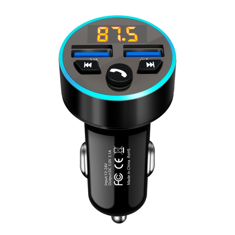 Halo Car MP3 Bluetooth Player Car Charger Car FM Transmitter 3.1A Car Charger(Elegant Black) - Car Charger by PMC TechLife | Online Shopping South Africa | PMC TechLife