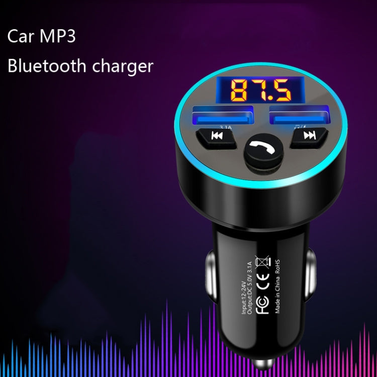 Halo Car MP3 Bluetooth Player Car Charger Car FM Transmitter 3.1A Car Charger(Elegant Black) - Car Charger by PMC TechLife | Online Shopping South Africa | PMC TechLife