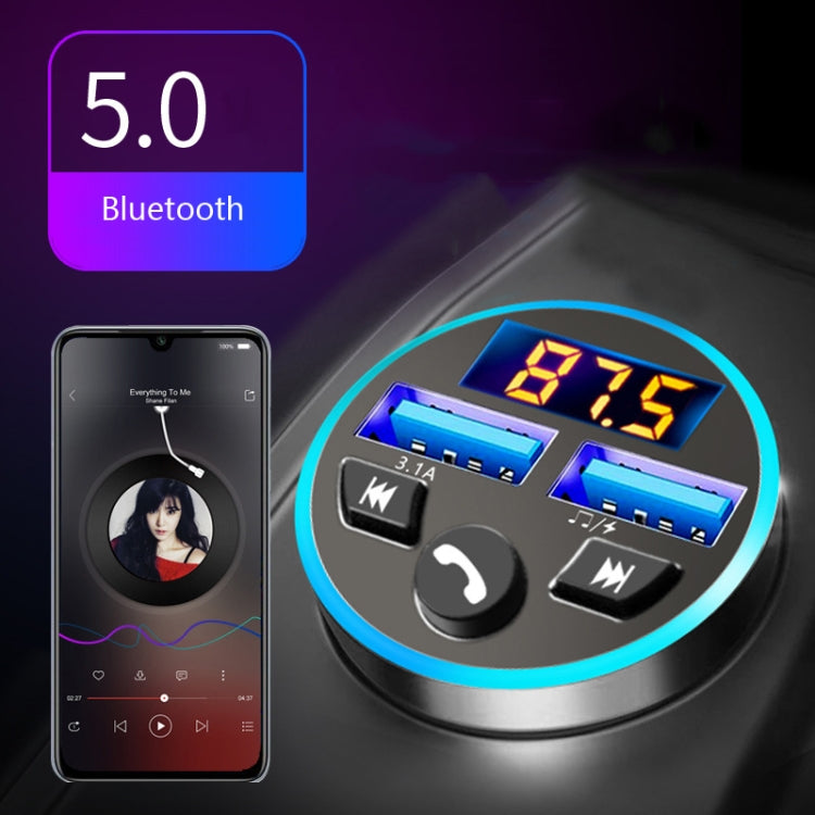 Halo Car MP3 Bluetooth Player Car Charger Car FM Transmitter 3.1A Car Charger(Snow Silver) - Car Charger by PMC TechLife | Online Shopping South Africa | PMC TechLife