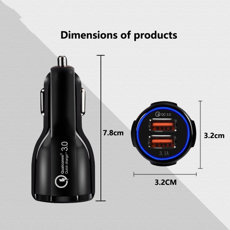 2 PCS QC3.0+3.1A Car Charger Dual USB 6A Halo Wine Bottle Fast Charge Car Charger(Elegant Black) - Car Charger by PMC TechLife | Online Shopping South Africa | PMC TechLife