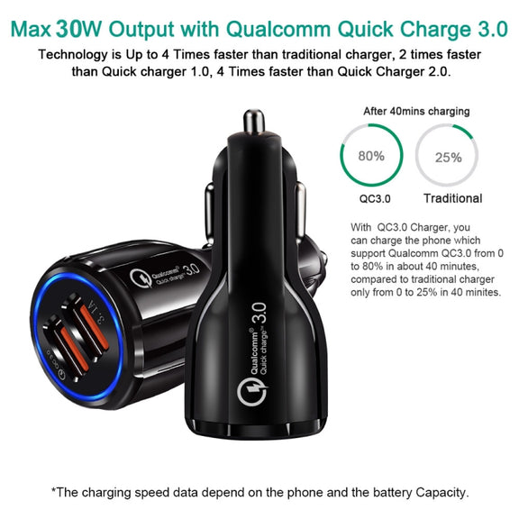 2 PCS QC3.0+3.1A Car Charger Dual USB 6A Halo Wine Bottle Fast Charge Car Charger(Elegant Black)