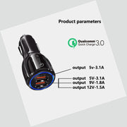 2 PCS QC3.0+3.1A Car Charger Dual USB 6A Halo Wine Bottle Fast Charge Car Charger(Elegant Black)