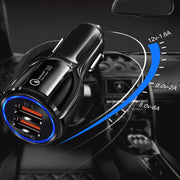 2 PCS QC3.0+3.1A Car Charger Dual USB 6A Halo Wine Bottle Fast Charge Car Charger(Classic White)