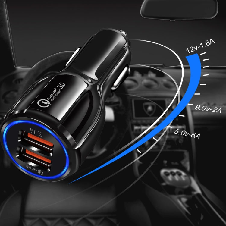2 PCS QC3.0+3.1A Car Charger Dual USB 6A Halo Wine Bottle Fast Charge Car Charger(Classic White)