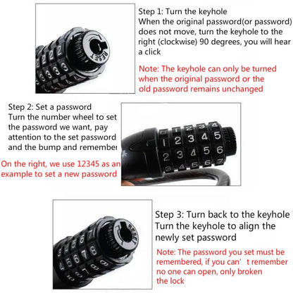 TONYON TY566 Bicycle Lock Five-digit Code Lock Mountain Bike Bar Wire Lock Single Rim Lock(Black) - free shipping - PMC Jewellery - Order now!