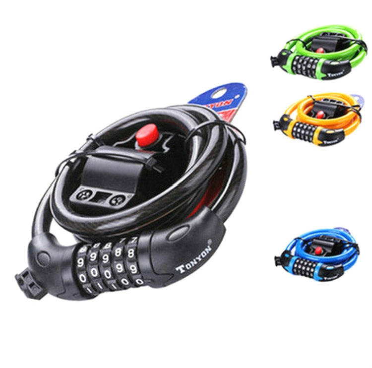 TONYON TY566 Bicycle Lock Five-digit Code Lock Mountain Bike Bar Wire Lock Single Rim Lock(Black) - free shipping - PMC Jewellery - Order now!
