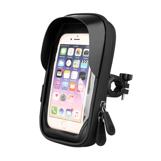 Mountain Bike Card Holder Touch Screen Mobile Phone Holder Motorcycle Electric Vehicle Waterproof Navigation Bracket Shade Mobile Phone Holder, Style:Handlebars(Black) - free shipping - PMC Jewellery - Order now!