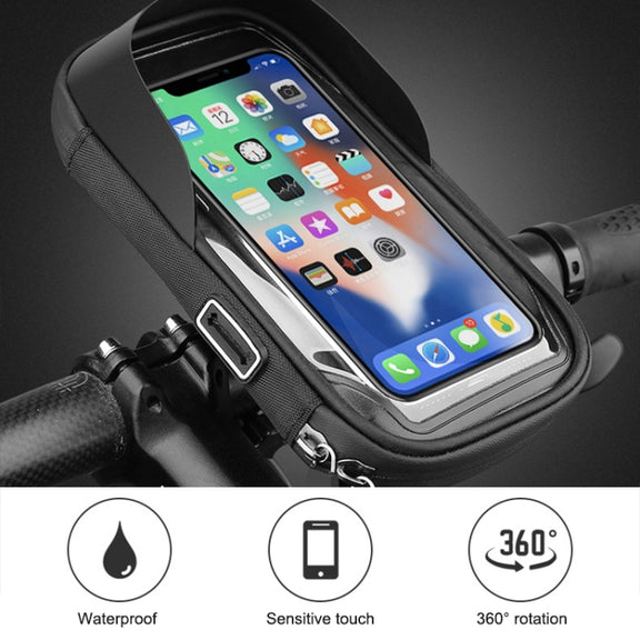 Mountain Bike Card Holder Touch Screen Mobile Phone Holder Motorcycle Electric Vehicle Water-resistant Navigation Bracket Shade Mobile Phone Holder, Style:Handlebars(Black)