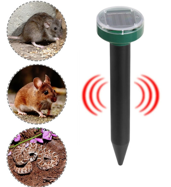 Solar Mouse Repeller Ultrasonic LED Manor Farm Rice Field Mouse Repeller Snake Repeller(Round)